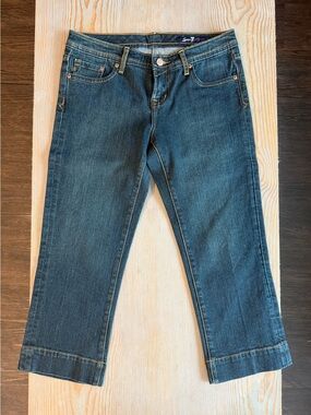 Seven7 Women's Dark Blue Cropped Straight Jeans